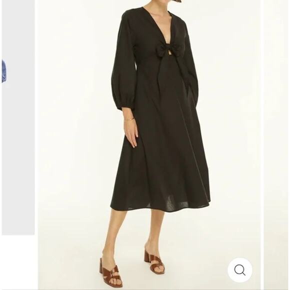 HARSHMAN Novella Midi Dress – Black – Size 1X – Cotton/Linen Blend – NWT Ret$322 - Picture 5 of 7